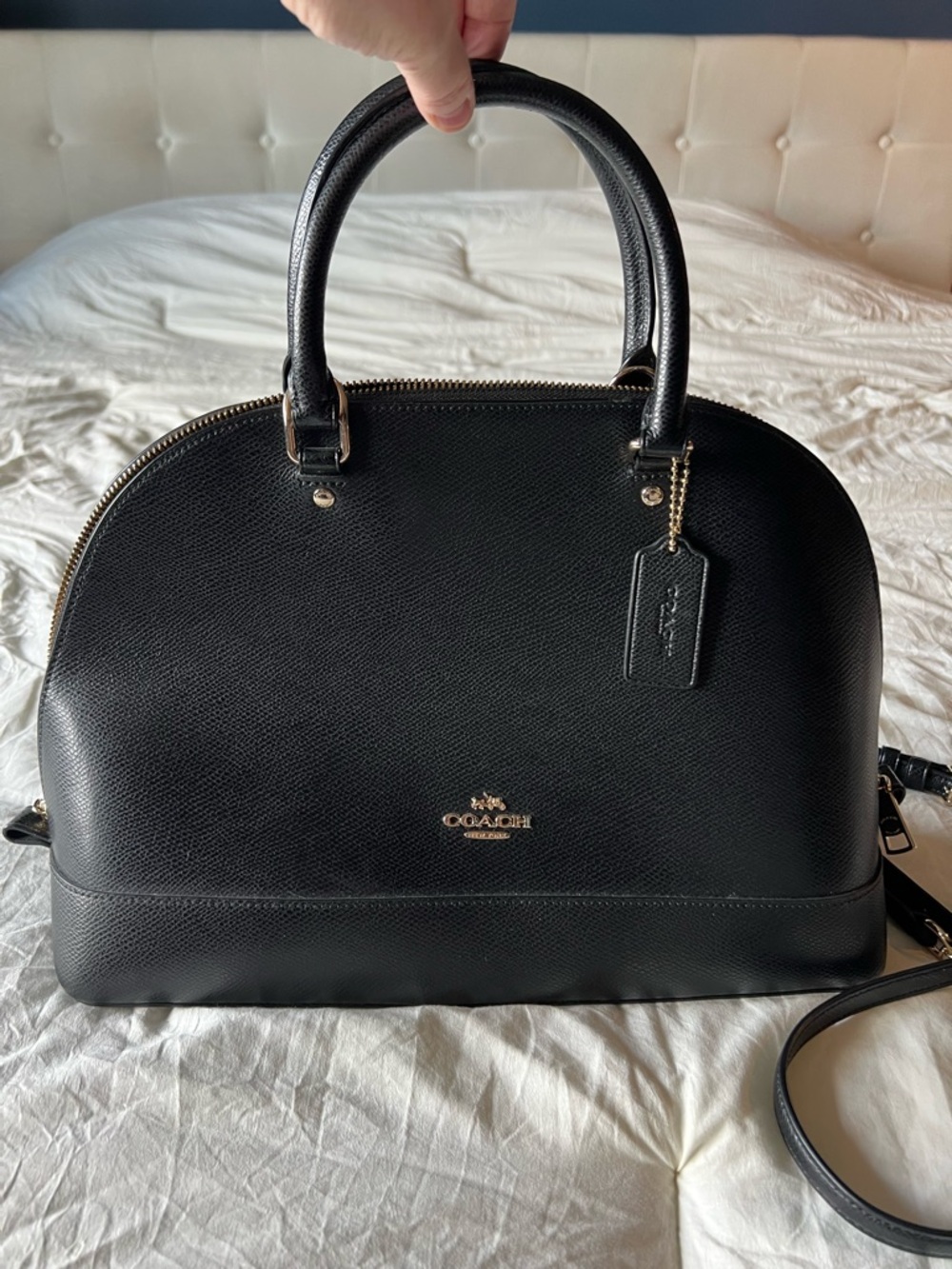 Coach Sierra Satchel in Black Pebble Leather